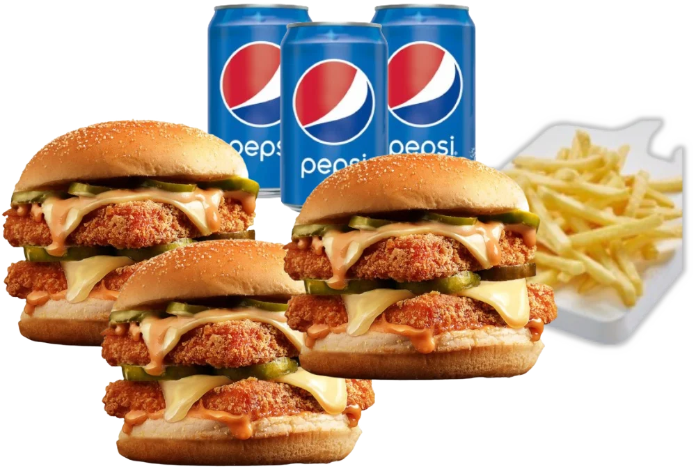 3 Double Baik 3 Fries-3 Drinks