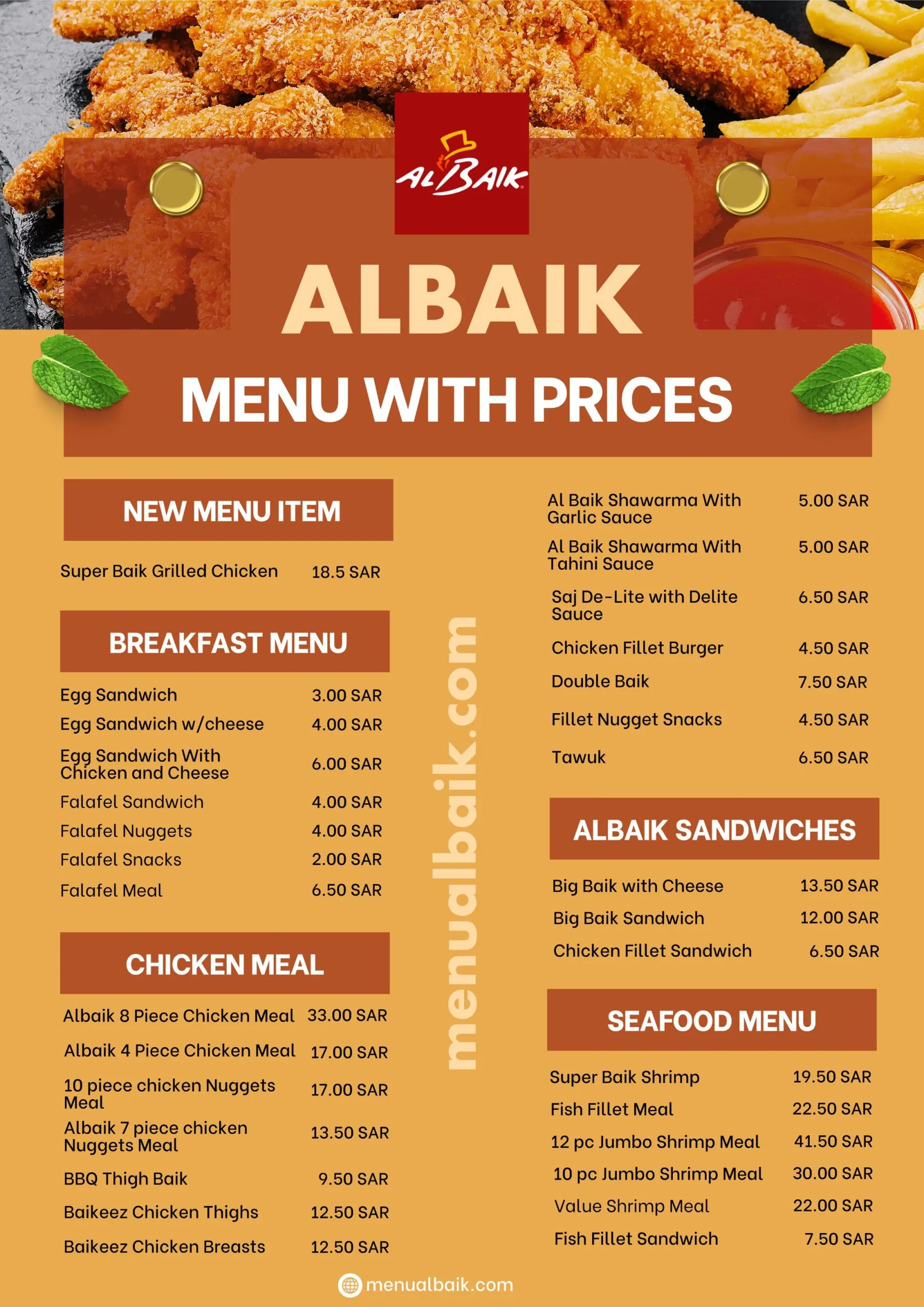Al Baik Menu With Price, Calories & Branches | July 2026
